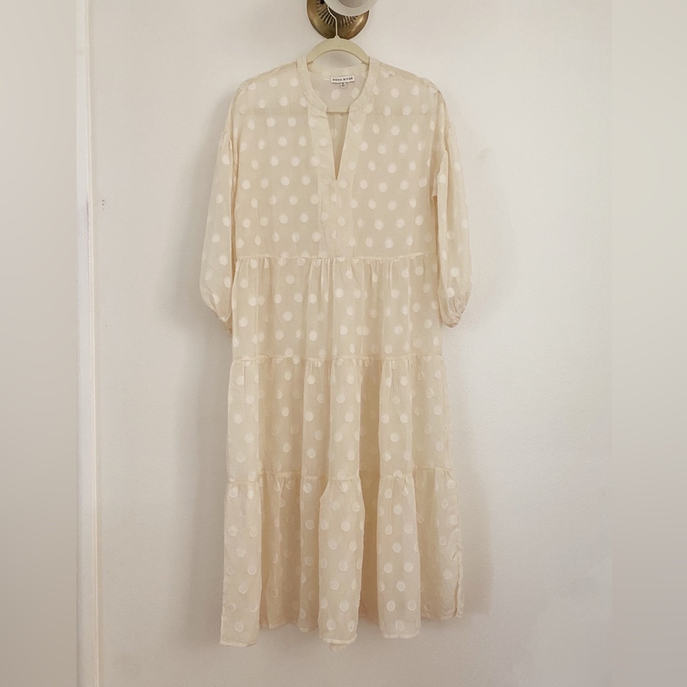 COPY - Moon river sheer Polka Dot midi Dress